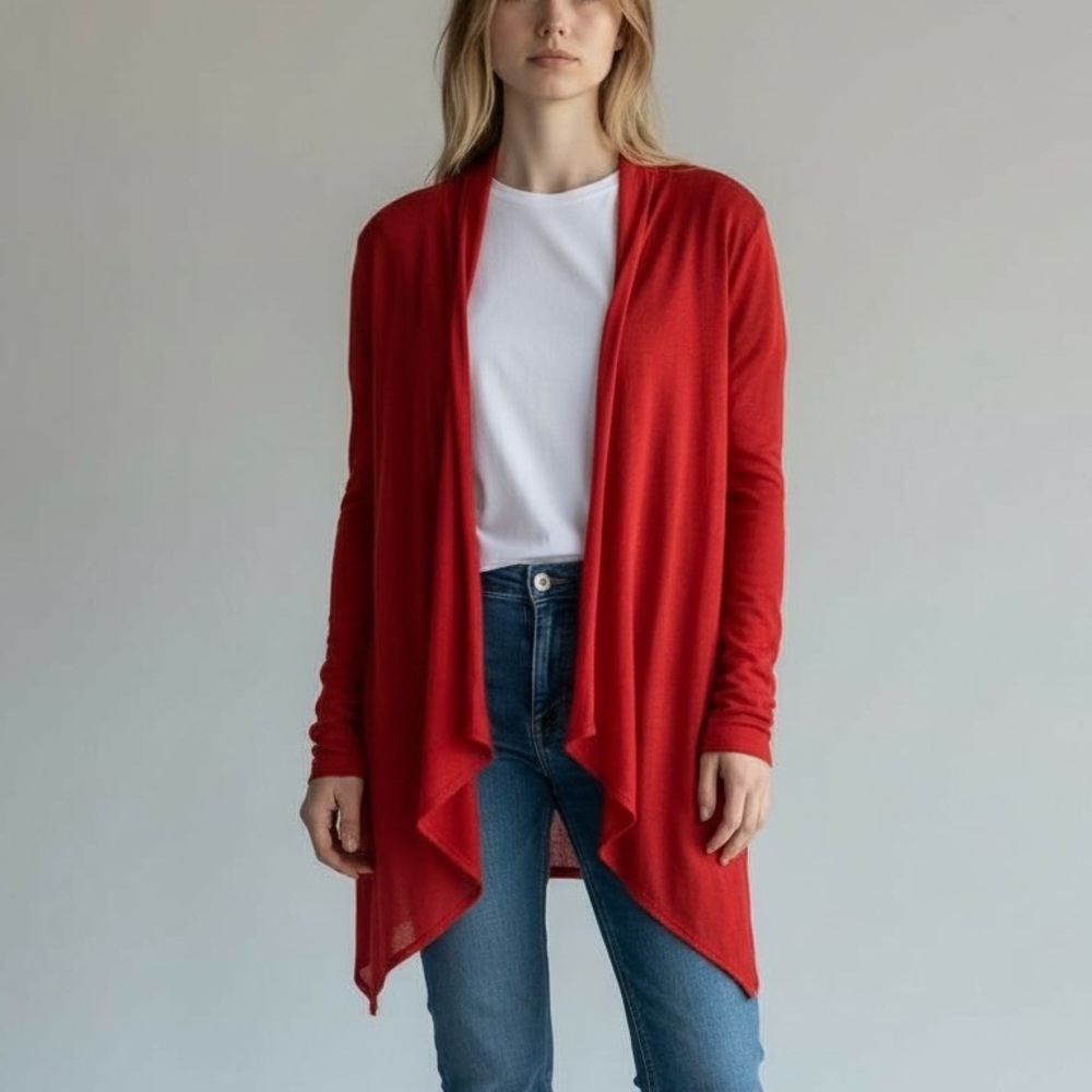 MIXIT Red Light Weight High-Low Cardigan